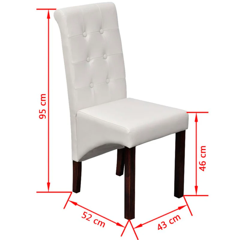 Lot de 2 chaises de salle à manger cuisine dossier capitonné en synthétique blanc CDS020205