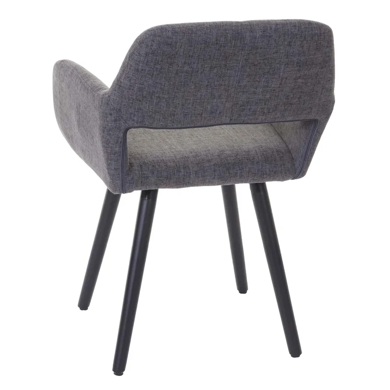 Chaise fauteuil de salle à manger bureau rétro en tissu gris pieds foncés 04_0002150