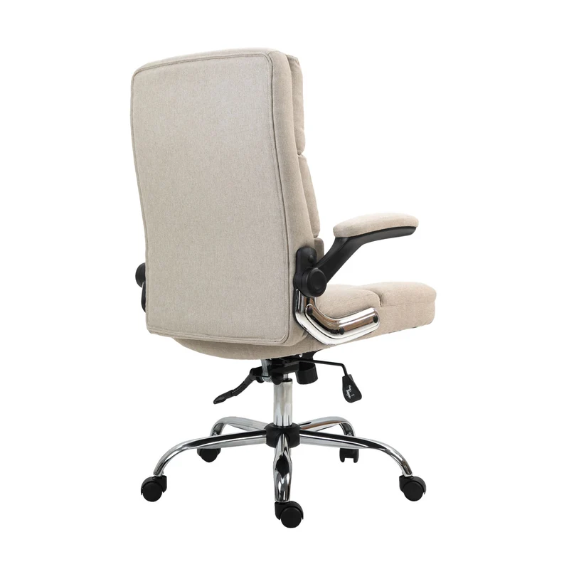 Chaise de bureau pivotante réglable en hauteur en tissu marron clair forme ergonomique 04_0001877