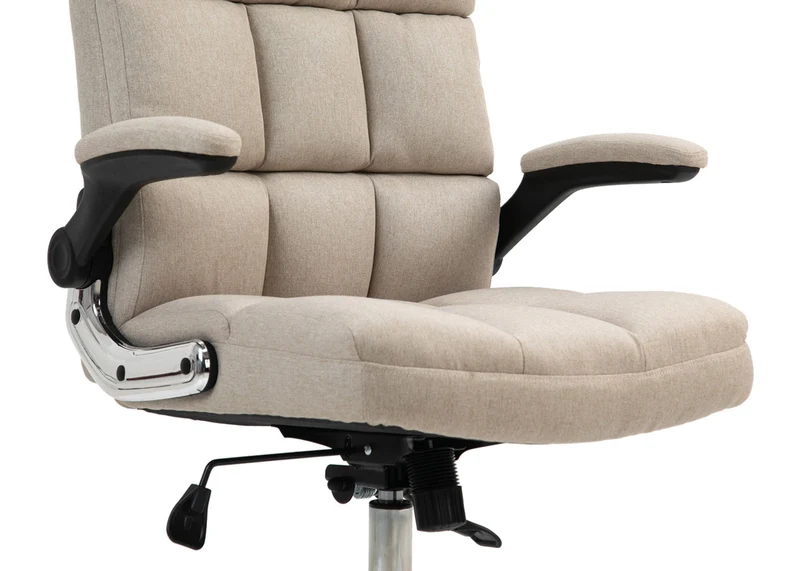 Chaise de bureau pivotante réglable en hauteur en tissu marron clair forme ergonomique 04_0001877