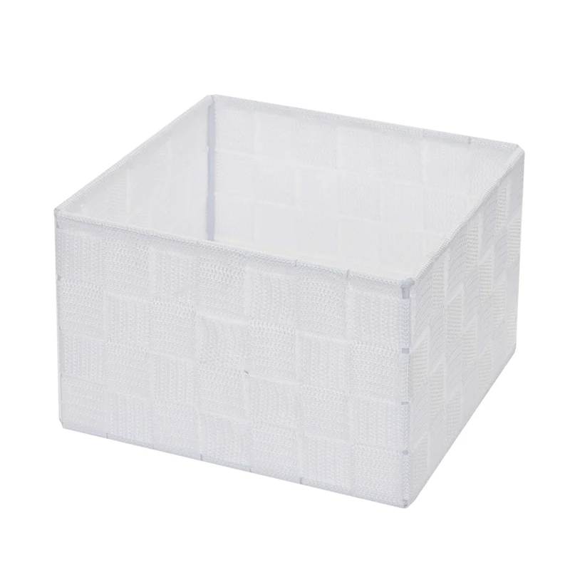 4x paniers de rangement panier décoratif 12x19x19cm polypropylène blanc 04_0000605
