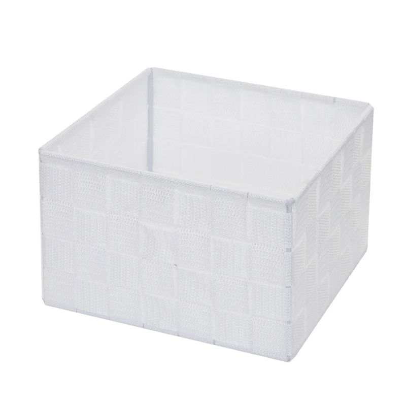 4x paniers de rangement panier décoratif 12x19x19cm polypropylène blanc 04_0000605