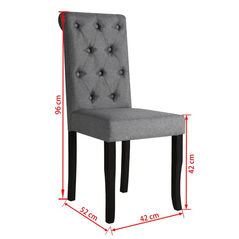 Lot de 4 chaises de salle à manger cuisine dossier capitonné tissu gris foncé CDS021546