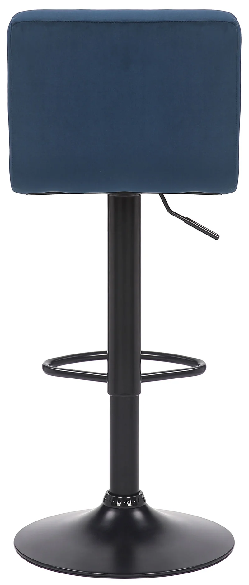 Tabouret de bar en velours bleu avec pieds en métal noir assise rembourée repose-pieds pivotant TDB10175
