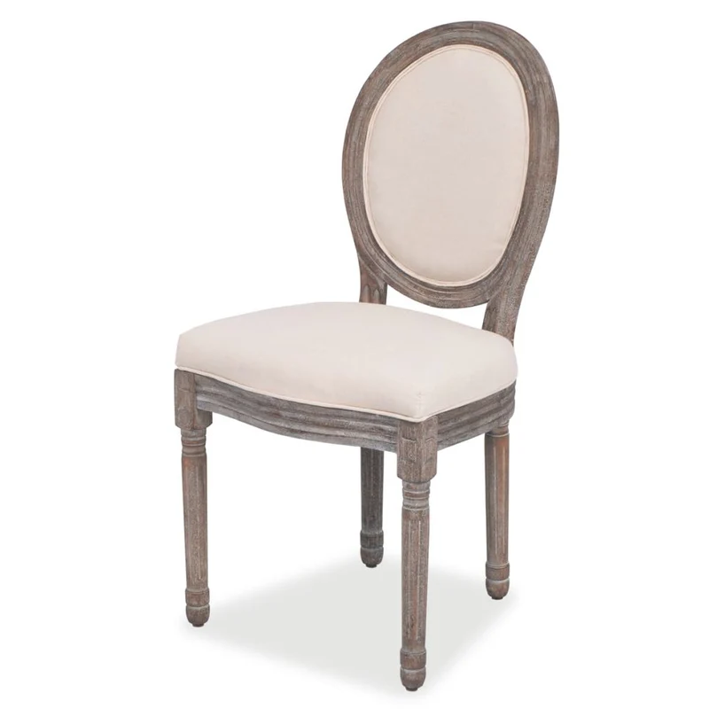 Lot de 2 chaises de salle à manger cuisine style classique en tissu crème CDS020434