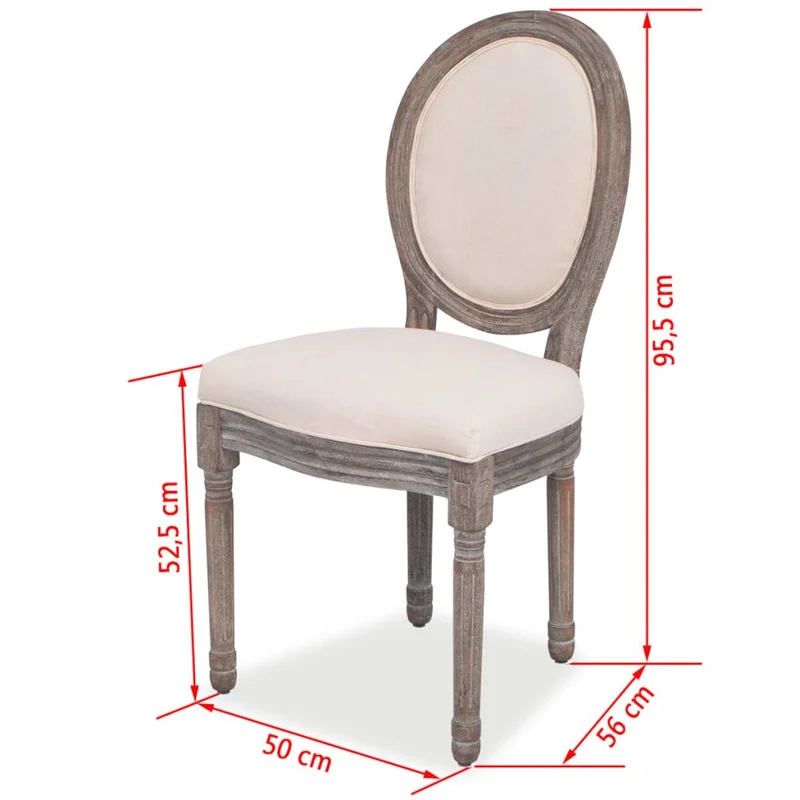 Lot de 2 chaises de salle à manger cuisine style classique en tissu crème CDS020434