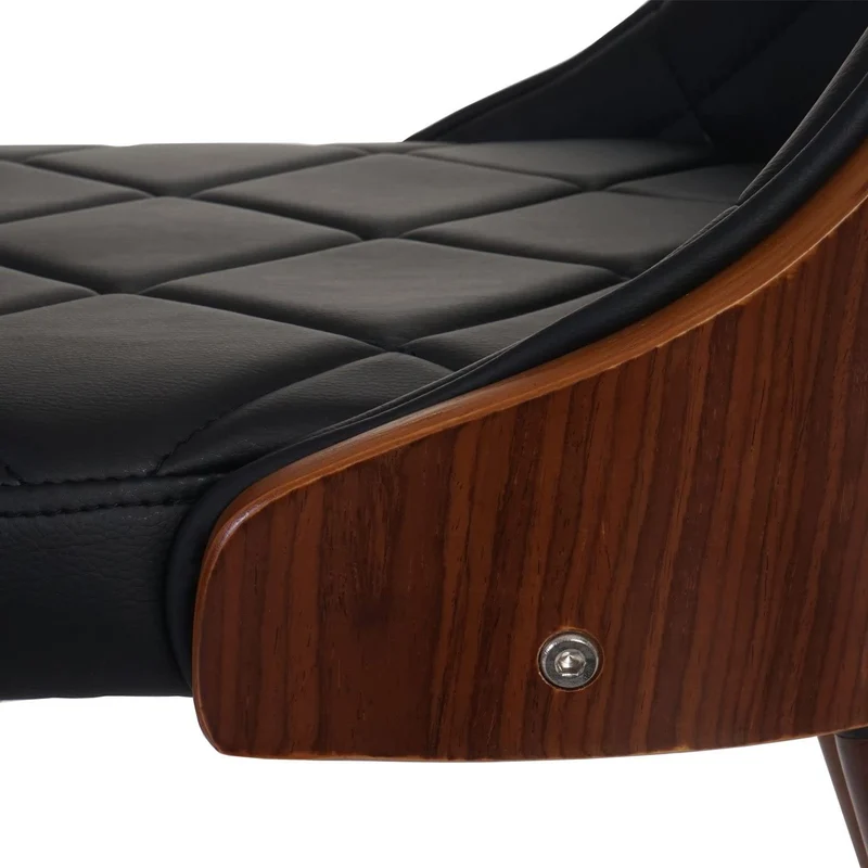 Lot de 6 chaises de salle à manger capitonné design chic en bois noyer et assise en synthétique noir CDS04668