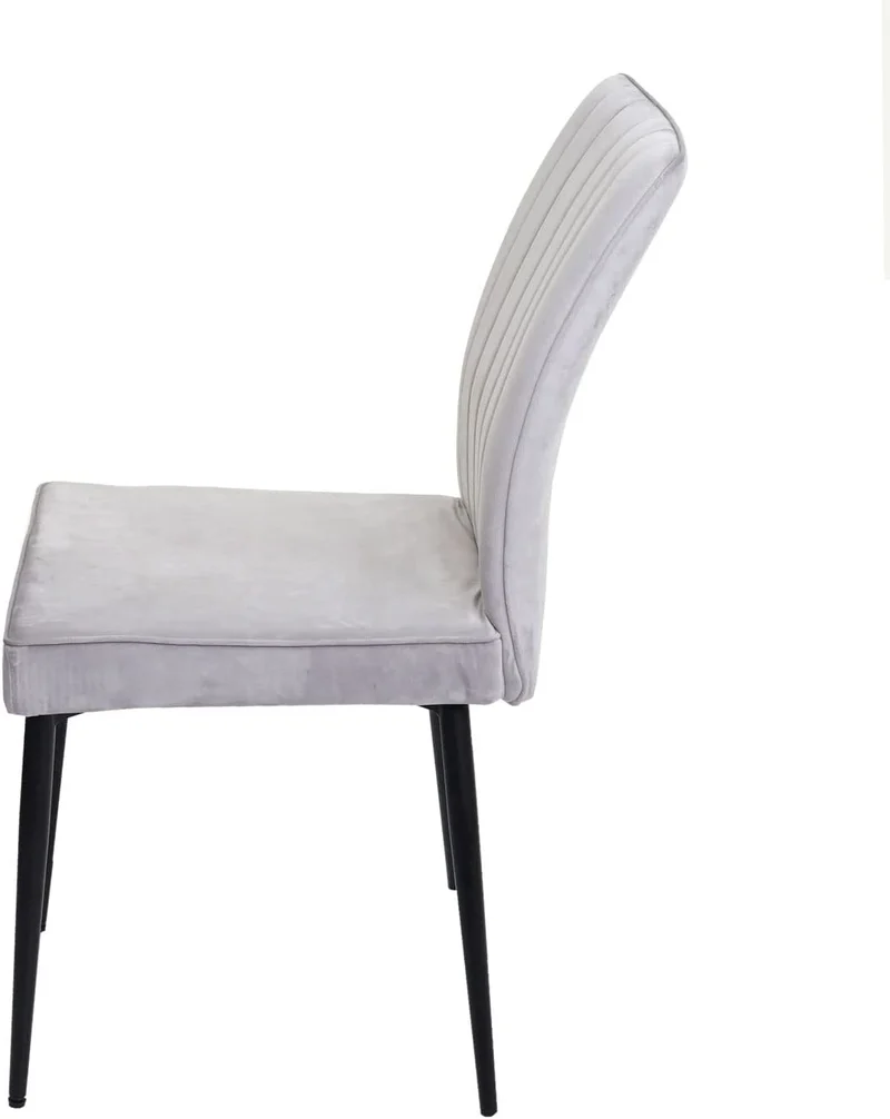 Ensemble de 2 chaises de salle à manger en velours gris clair pieds en métal CDS04475