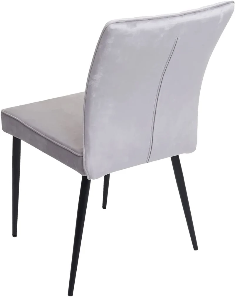Ensemble de 2 chaises de salle à manger en velours gris clair pieds en métal CDS04475