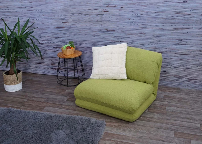 Matelas fauteuil-lit pliant fauteuil de relaxation dossier réglable tissu vert 04_0003100