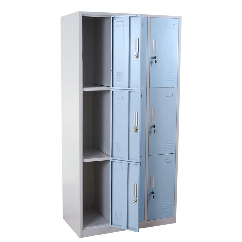 Casier armoire à casiers casier sécurisé métal 9 compartiments bleu 04_0003622