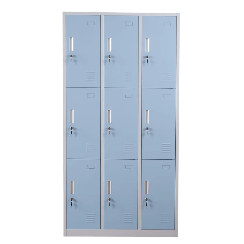 Casier armoire à casiers casier sécurisé métal 9 compartiments bleu 04_0003622