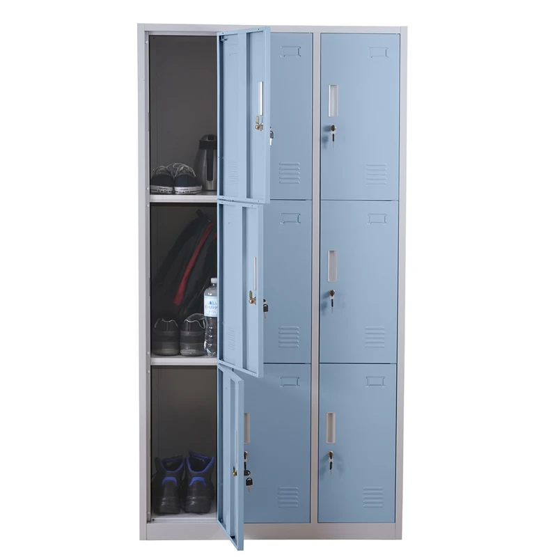Casier armoire à casiers casier sécurisé métal 9 compartiments bleu 04_0003622