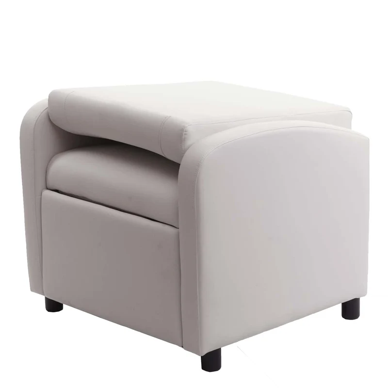 Fauteuil TV relax en synthétique dossier pliable 99x70x75cm blanc 04_0002006