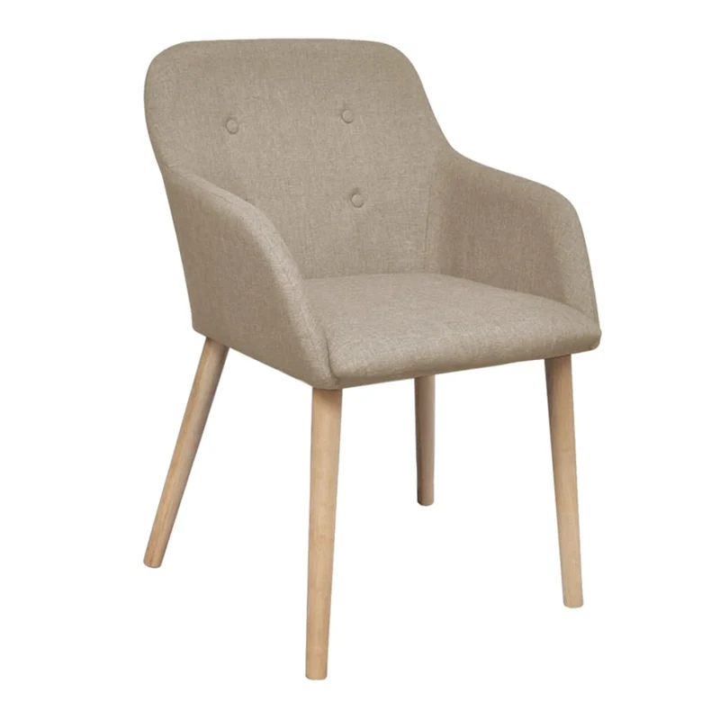 Lot de 2 chaises de salle à manger cuisine design scandinave beige tissu et chêne massif CDS020156