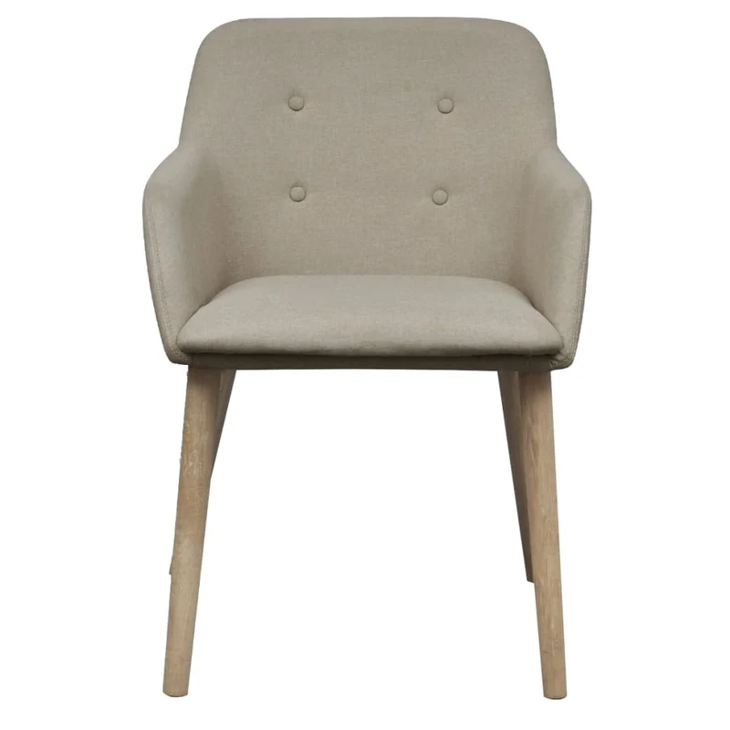 Lot de 2 chaises de salle à manger cuisine design scandinave beige tissu et chêne massif CDS020156