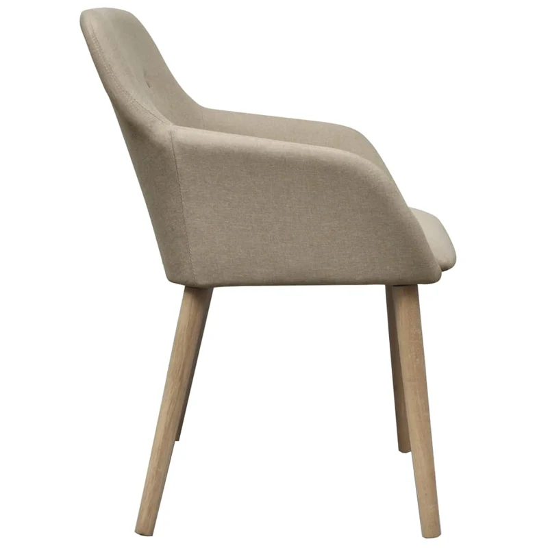 Lot de 2 chaises de salle à manger cuisine design scandinave beige tissu et chêne massif CDS020156