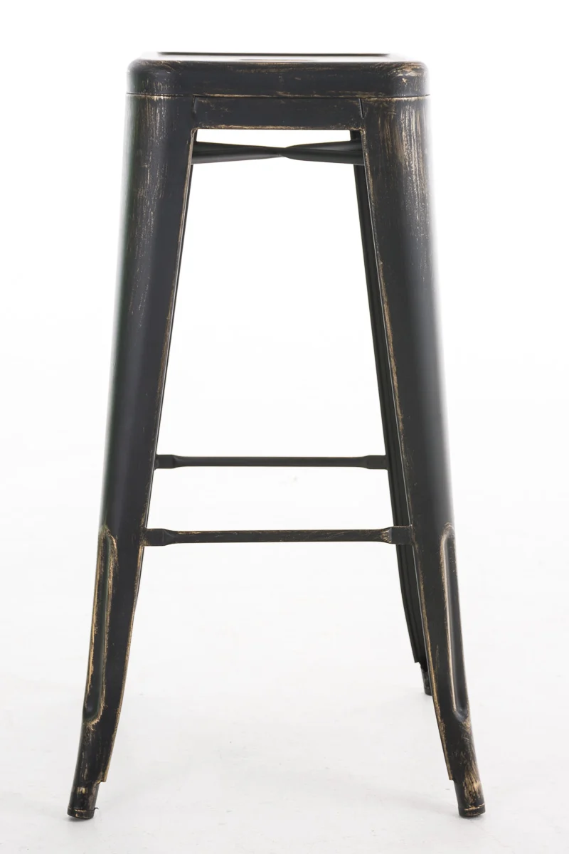 Tabouret de bar empilable avec repose-pieds design industriel métal noir et doré 10_0000036