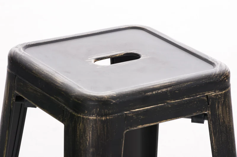 Tabouret de bar empilable avec repose-pieds design industriel métal noir et doré 10_0000036