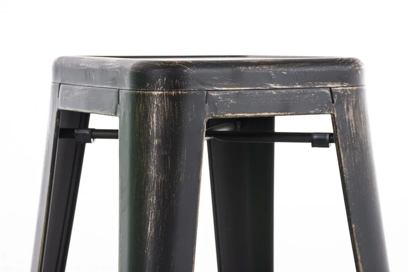 Tabouret de bar empilable avec repose-pieds design industriel métal noir et doré 10_0000036