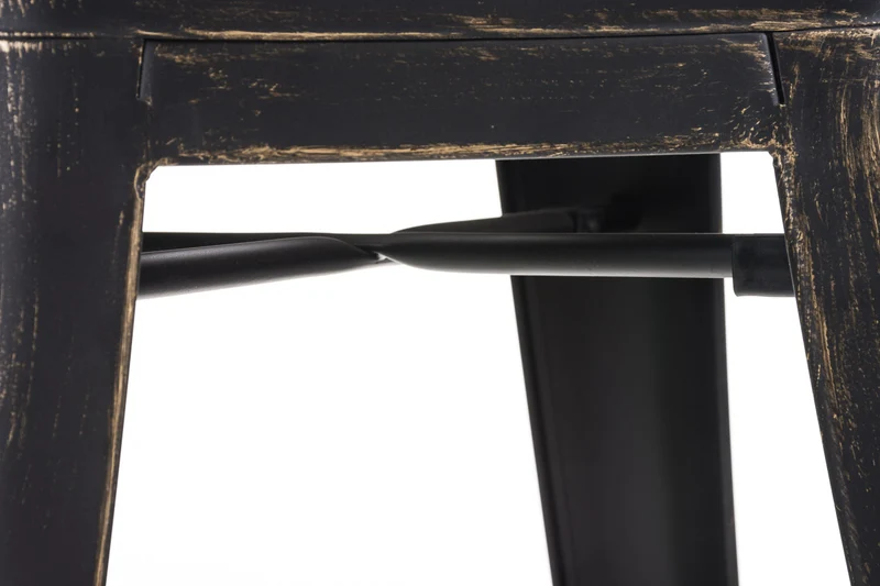 Tabouret de bar empilable avec repose-pieds design industriel métal noir et doré 10_0000036