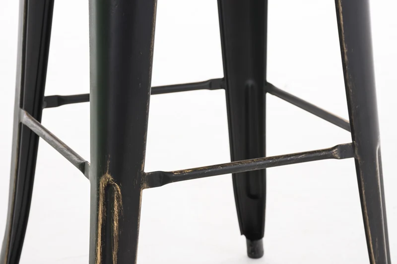 Tabouret de bar empilable avec repose-pieds design industriel métal noir et doré 10_0000036