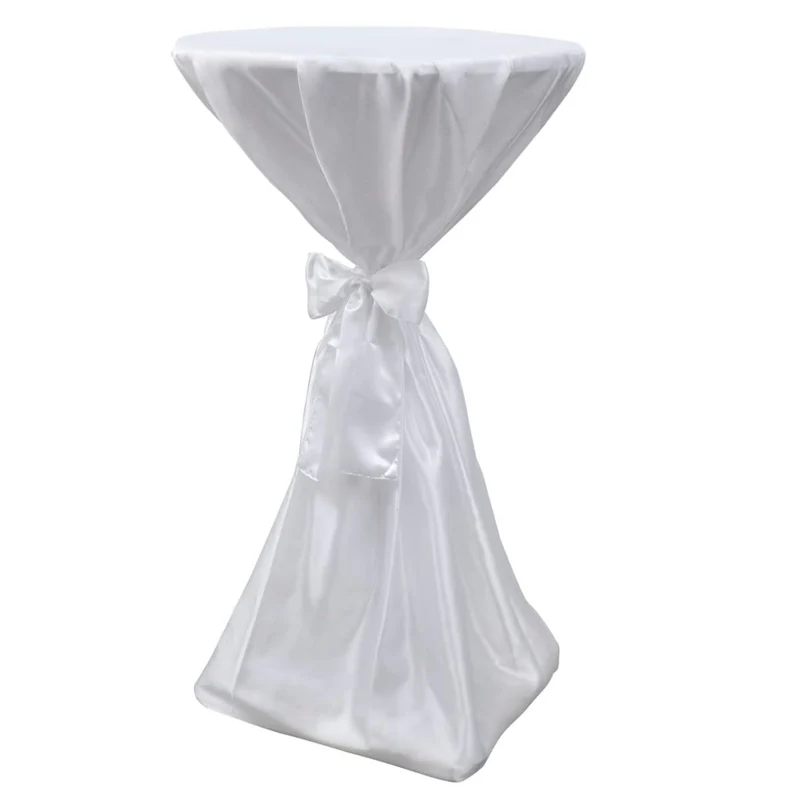Housse de table blanche avec ruban Ø60 cm 2 pièces DEC022484