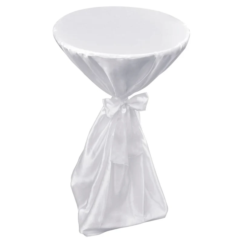 Housse de table blanche avec ruban Ø60 cm 2 pièces DEC022484