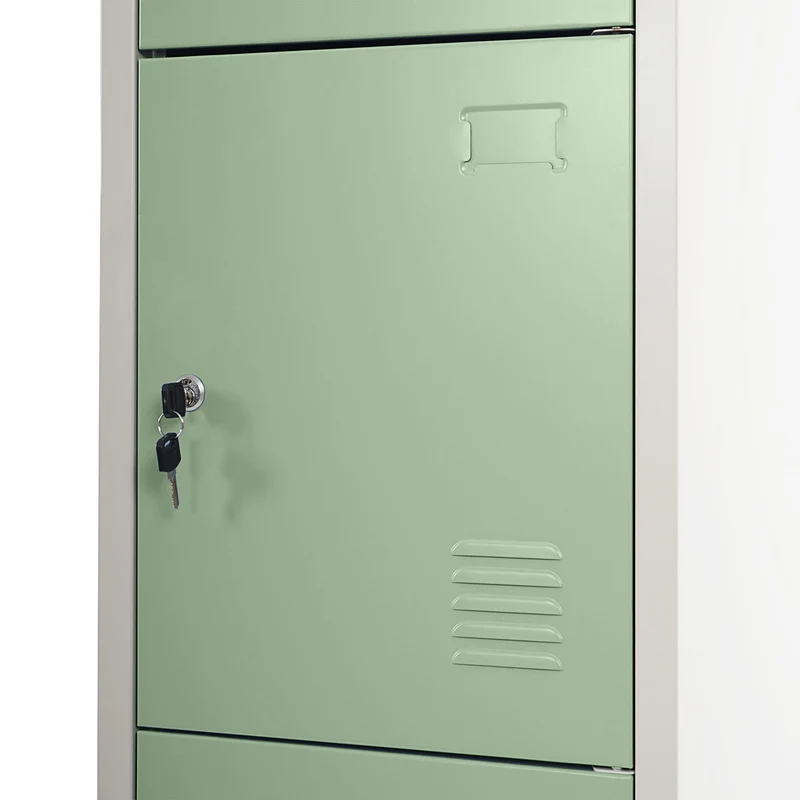 Caisson à tiroirs casier rangement bureau quatre portes verrouillables 180x38x45cm en métal vert 04_0001649