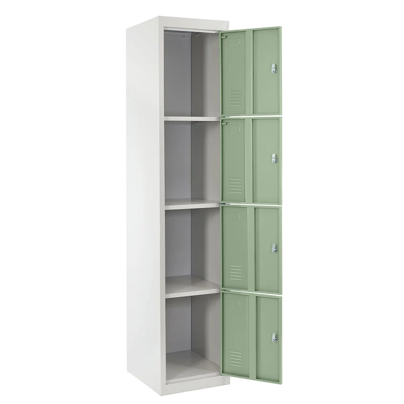 Caisson à tiroirs casier rangement bureau quatre portes verrouillables 180x38x45cm en métal vert 04_0001649
