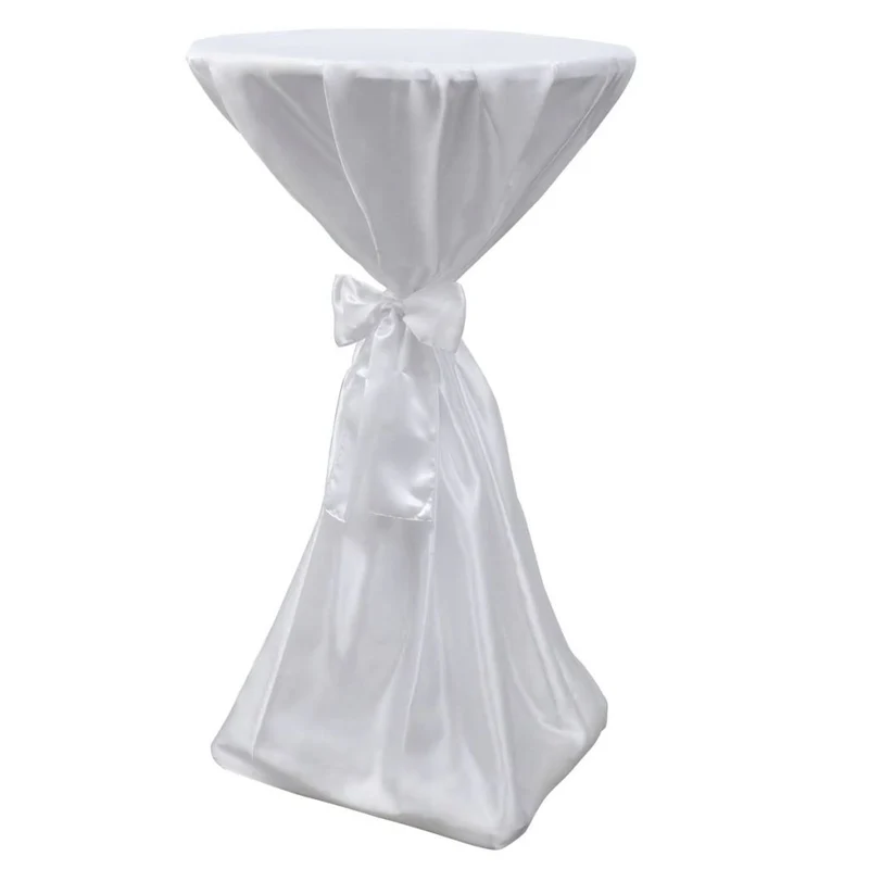 Housse de table blanche avec ruban Ø80 cm 2 pièces DEC022486