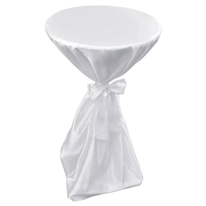 Housse de table blanche avec ruban Ø80 cm 2 pièces DEC022486