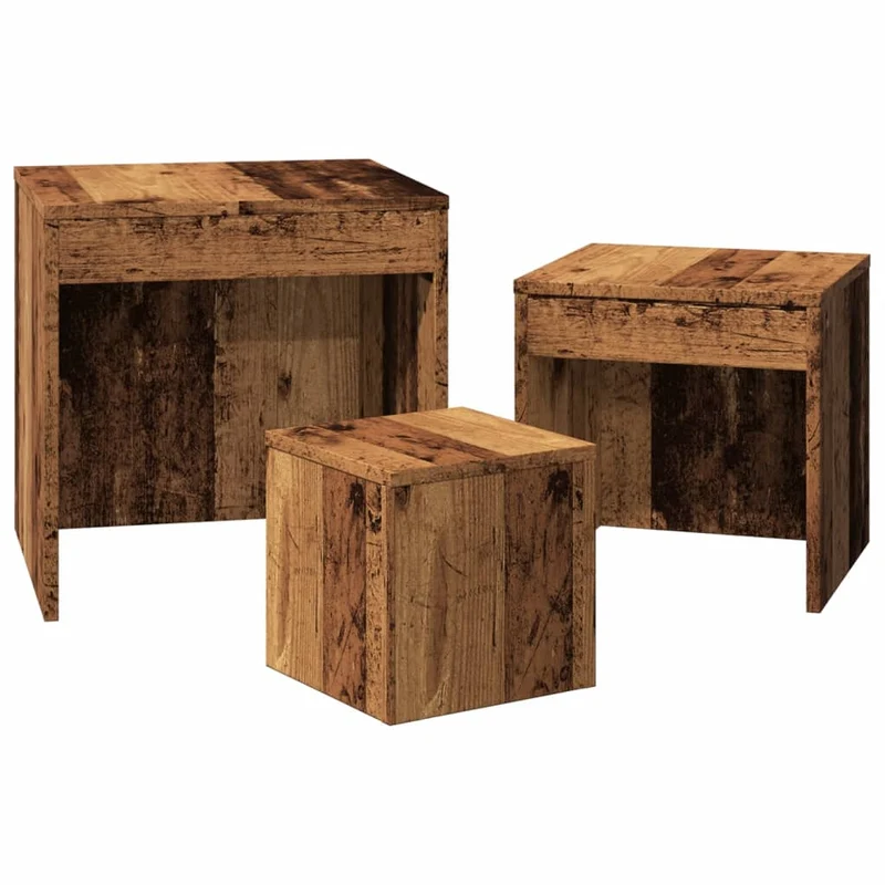 Lot de 2 tables d'appoint gigognes en bois d'ingénierie marron DEC032741