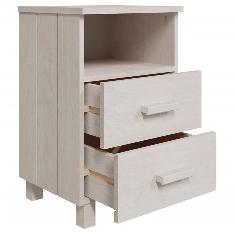 Lot de 2 tables de chevet avec deux tiroirs et compartiment ouvert 40 x 35 x 62 cm MDF blanc DEC036005