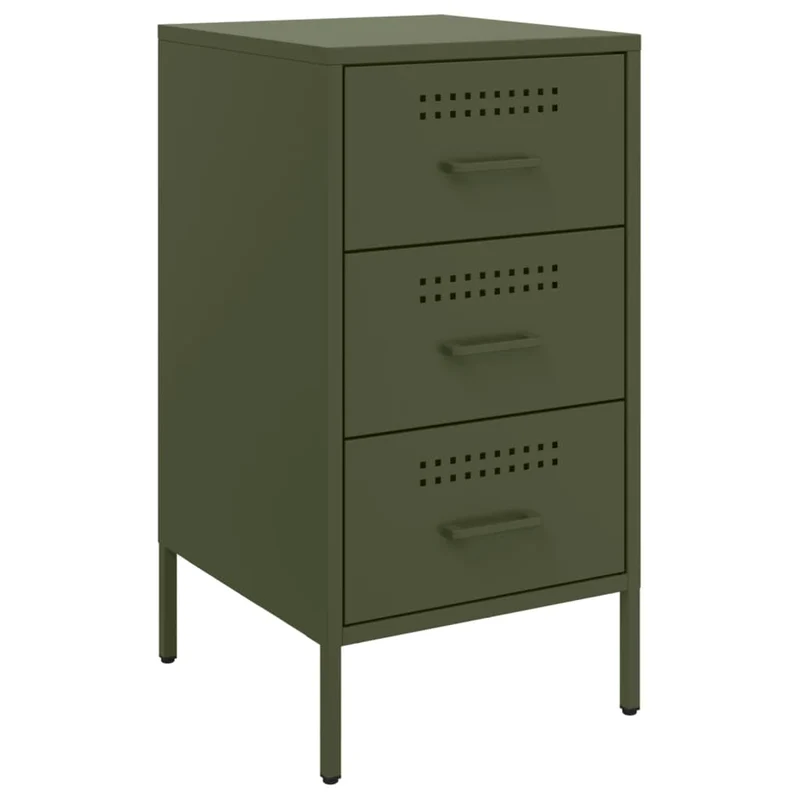 Lot de 2 tables de chevet avec 3 tiroirs 36 x 39 x 68 cm acier vert DEC035773