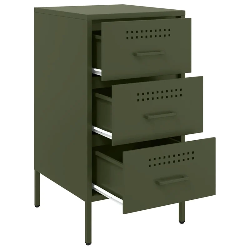 Lot de 2 tables de chevet avec 3 tiroirs 36 x 39 x 68 cm acier vert DEC035773