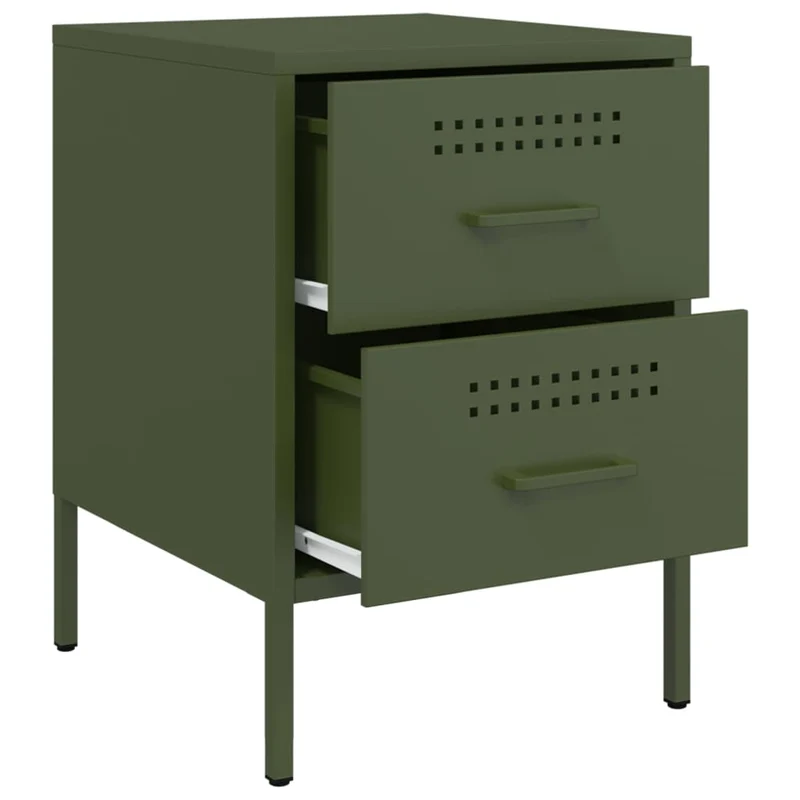 Lot de 2 tables de chevet avec deux tiroirs 36 x 39 x 50,5 cm acier vert DEC035767