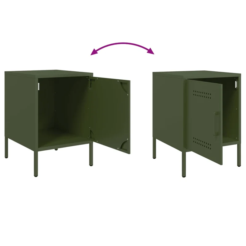 Lot de 2 tables de chevet avec compartiment porte 36 x 39 x 50,5 cm acier vert DEC035766