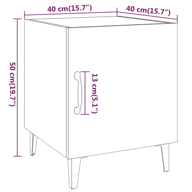 Lot de 2 tables de chevet rangement avec porte 40 x 40 x 50 cm en bois d'ingénierie gris et métal DEC035751