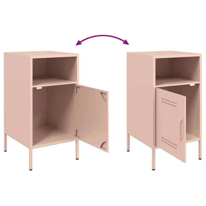 Lot de 2 tables de chevet avec 2 compartiments 36 x 39 x 68 cm acier rose DEC035637