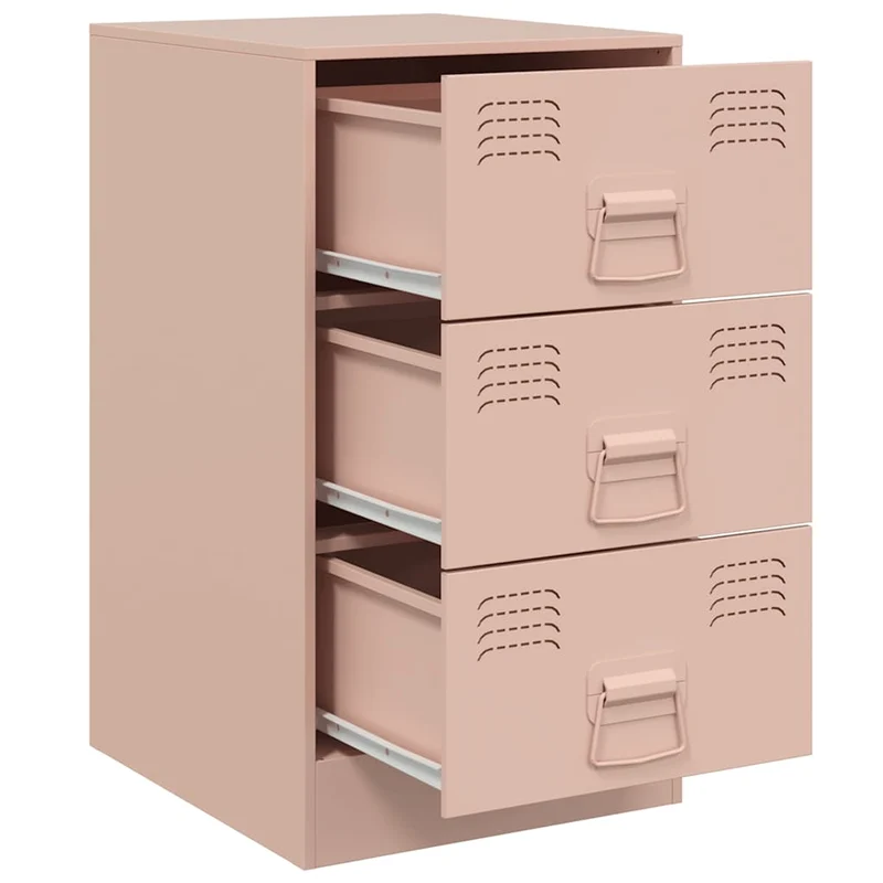 Lot de 2 tables de chevet avec 3 tiroirs 34,5 x 39 x 62 cm acier rose DEC035625