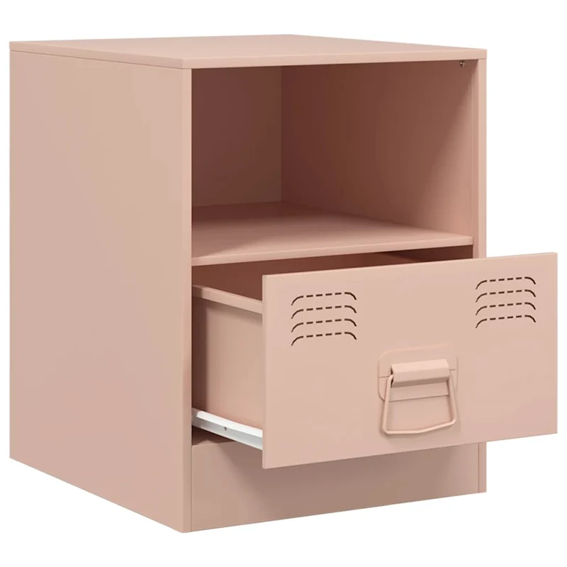 Lot de 2 tables de chevet avec tiroir et compartiment ouvert 34,5 x 39 x 44 cm acier rose DEC035622
