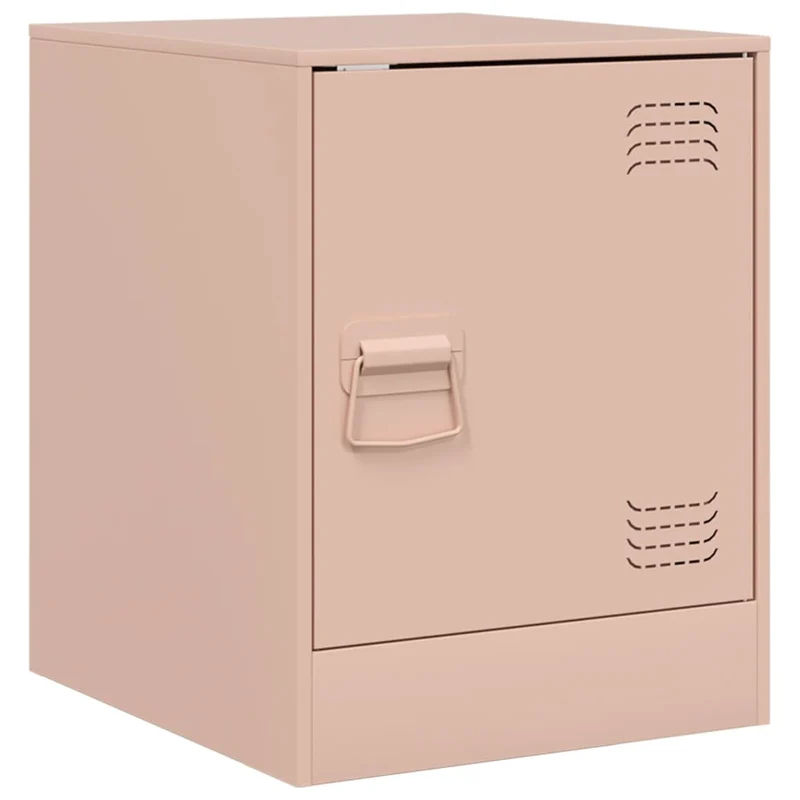Lot de 2 tables de chevet compartiment avec porte 34,5 x 39 x 44 cm acier rose DEC035621