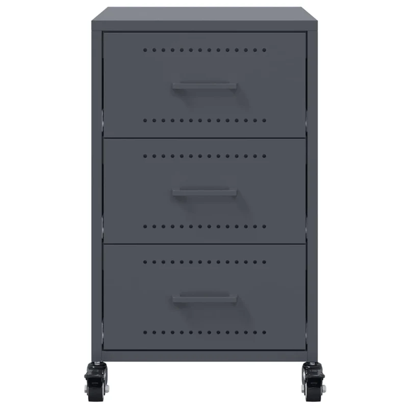 Table de chevet sur roulettes avec 3 tiroirs 36 x 39 x 59 cm acier anthracite DEC033099