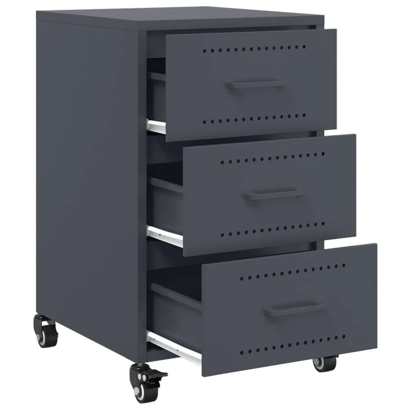 Table de chevet sur roulettes avec 3 tiroirs 36 x 39 x 59 cm acier anthracite DEC033099