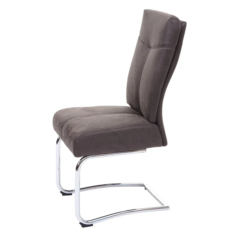 Lot de 2 chaises de salle à manger confortable et moderne en textile aspect daim gris 04_0000406