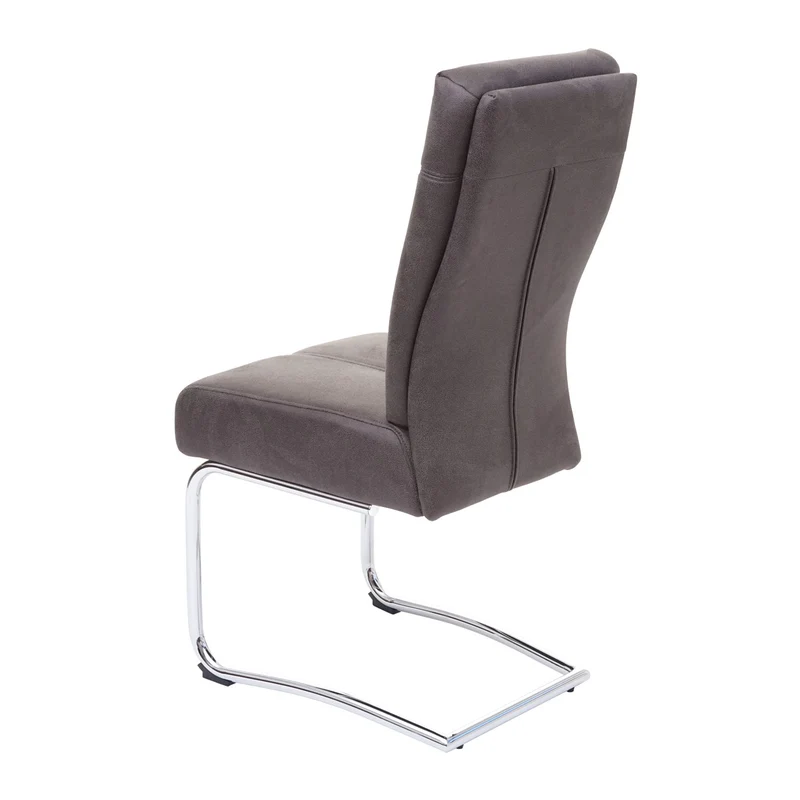 Lot de 2 chaises de salle à manger confortable et moderne en textile aspect daim gris 04_0000406