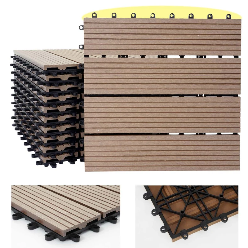 Dalles de terrasse x11 aspect bois en WPC 30x30cm clipsable 1m² balcon jardin extérieur 04_0005491