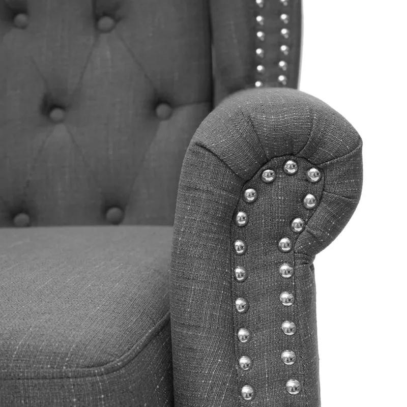 Fauteuil de relaxation Chesterfield en tissu hydrofuge gris foncé avec repose-pieds 04_0003087