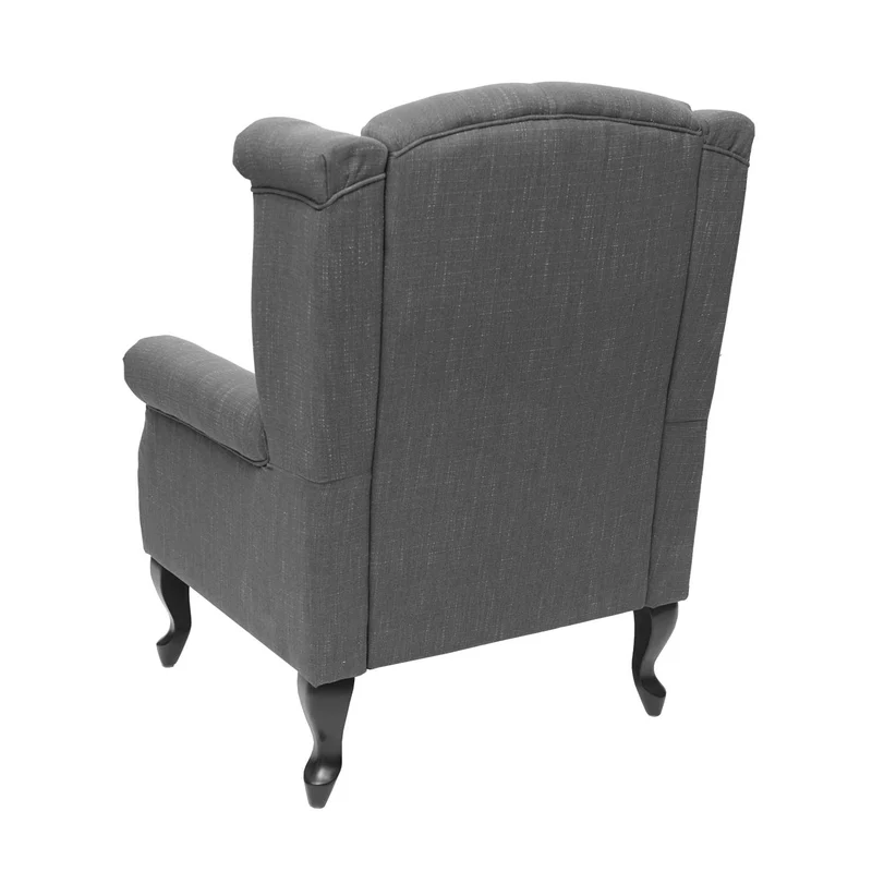 Fauteuil de relaxation Chesterfield en tissu hydrofuge gris foncé avec repose-pieds 04_0003087